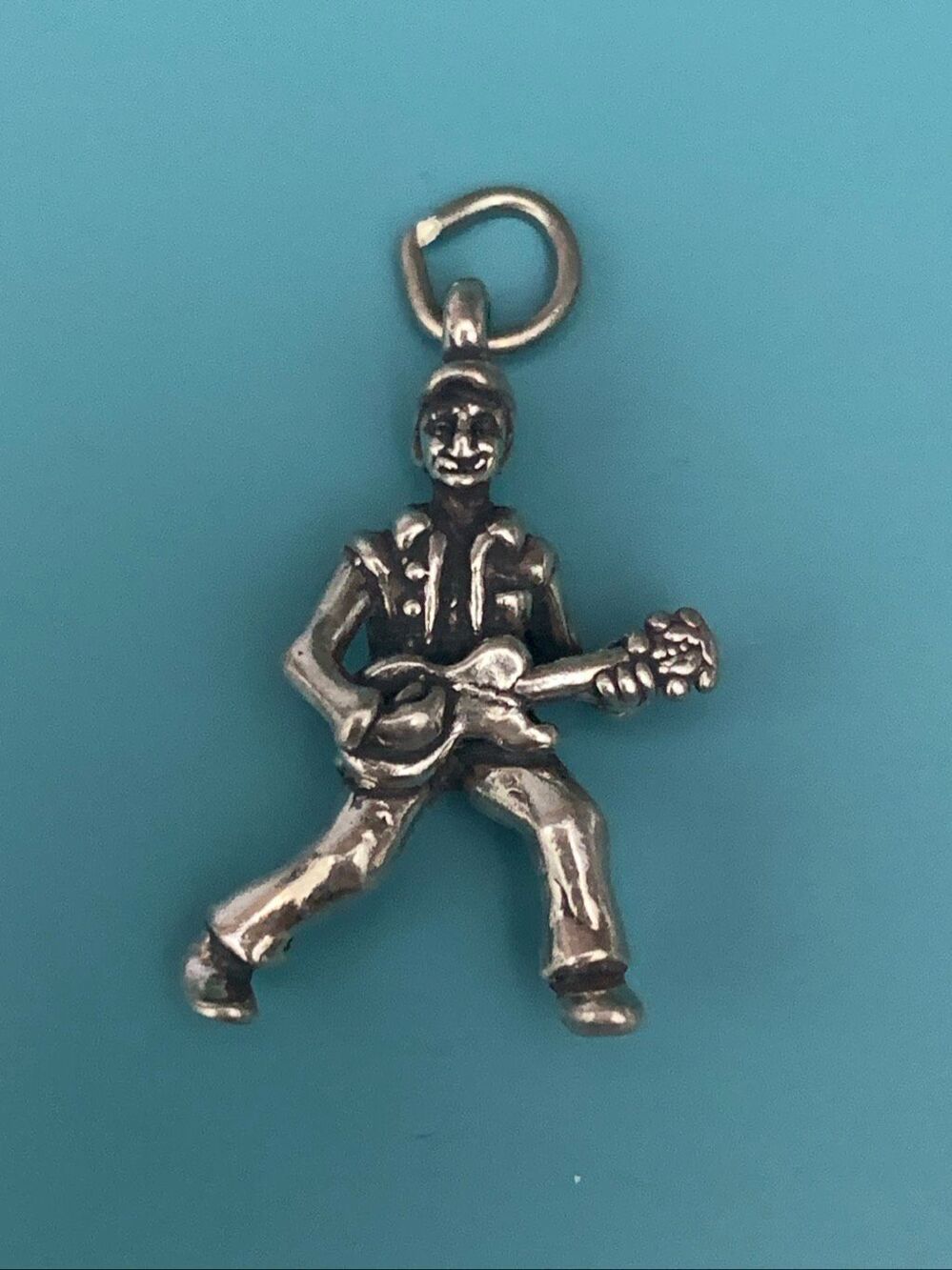 .925 Guitar Man Sterling Silver Jewelry Charm #music